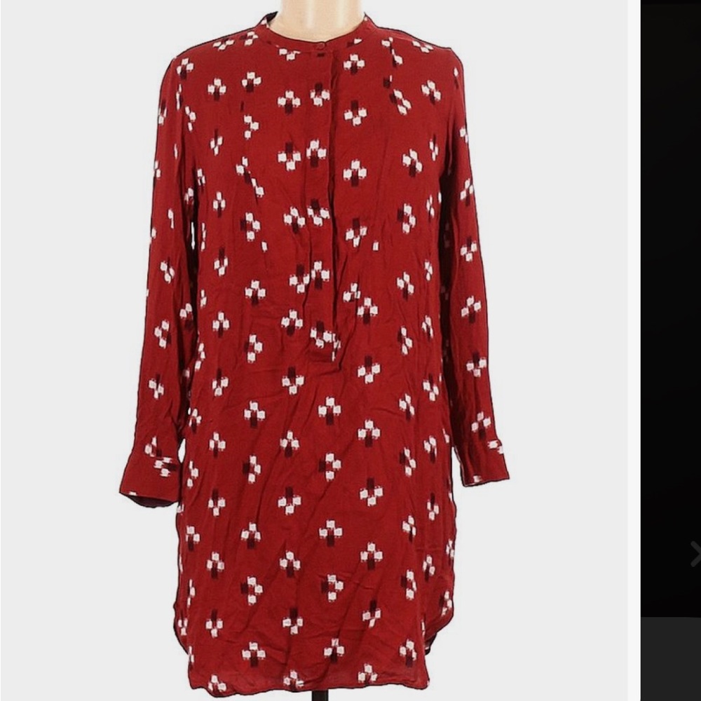 NWT Long Sleeved Old Navy High-Lo Red Shirt Dress; Size Large Old Navy Red Dress - Picture 3 of 10